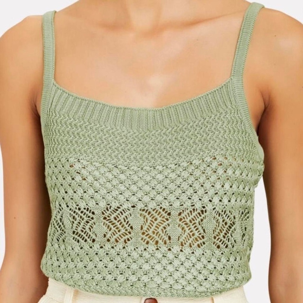 INTERMIX Sage Green Crochet Crop Top